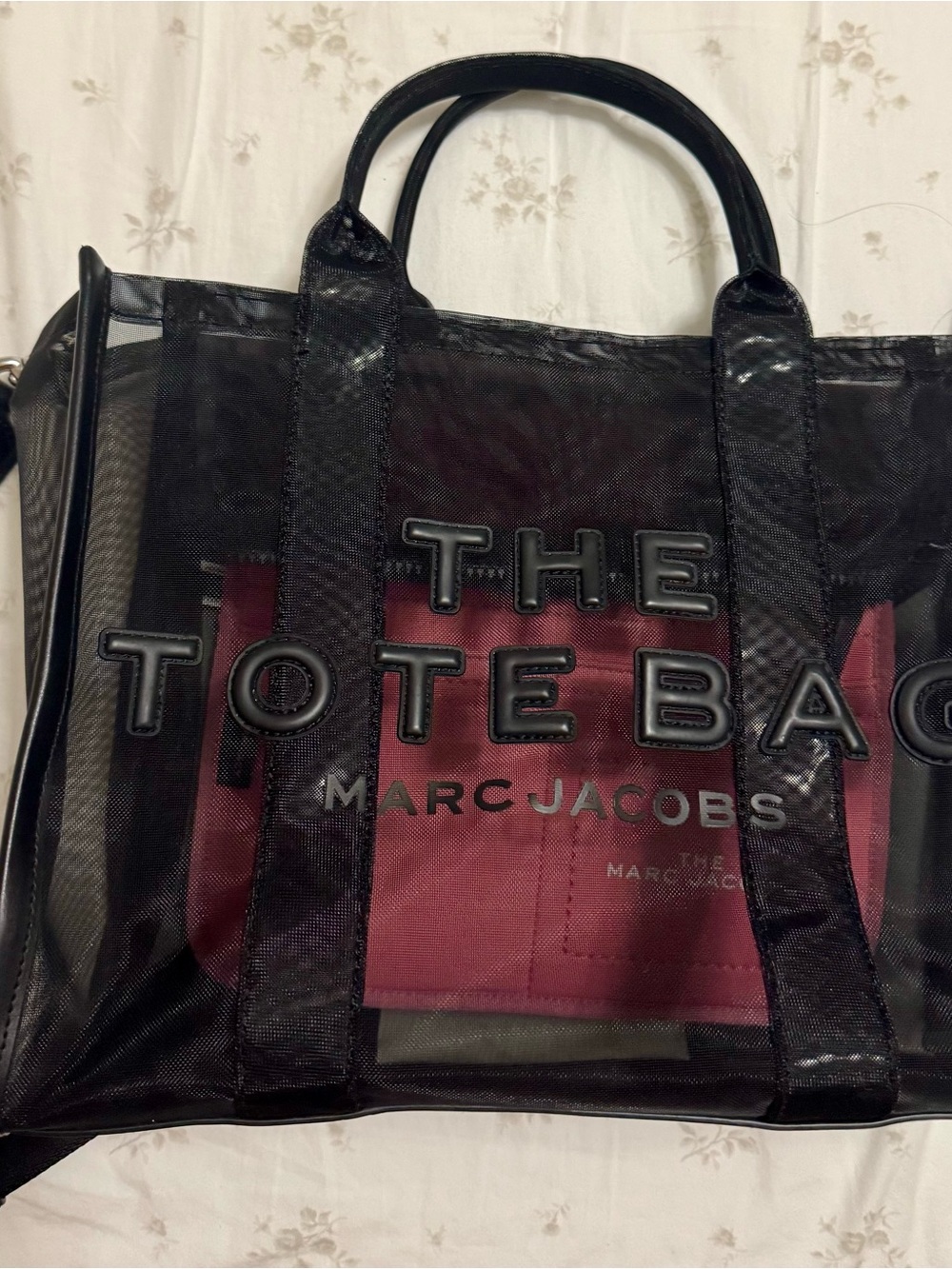 Marc Jacobs Black Transparent Tote with Red Insert